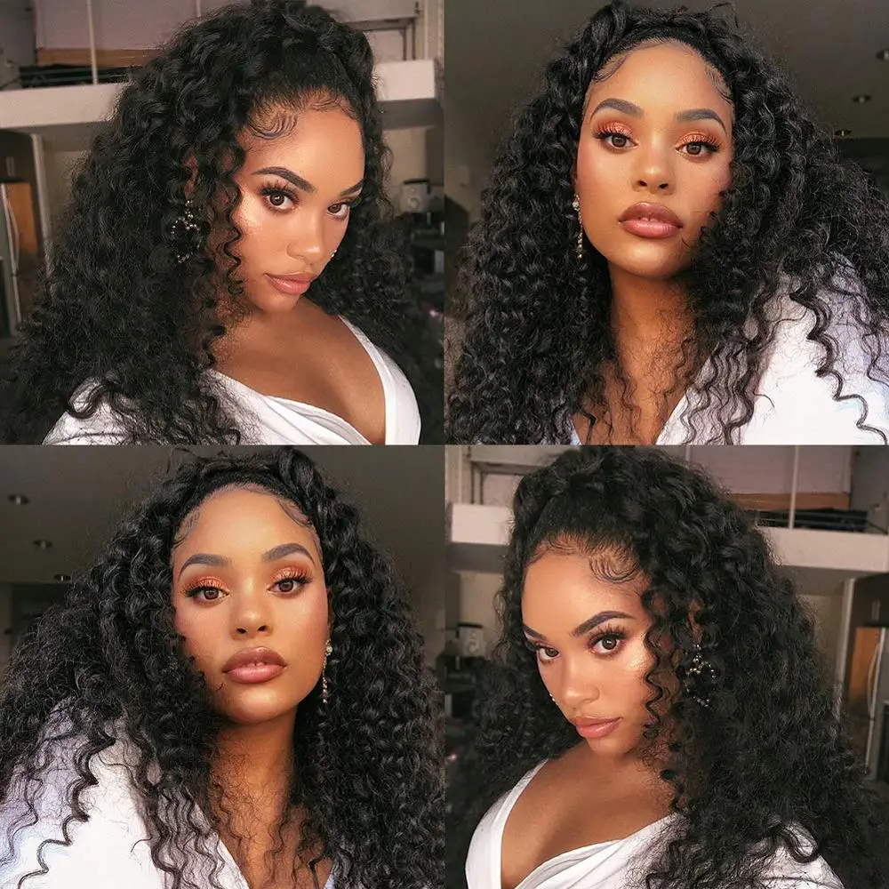 

Curly HD Transparent Lace Wigs Invisible 13x6 Lace Front Human Hair Wigs For Black Women Pre Plucked Remy Alibaby Hair Wig