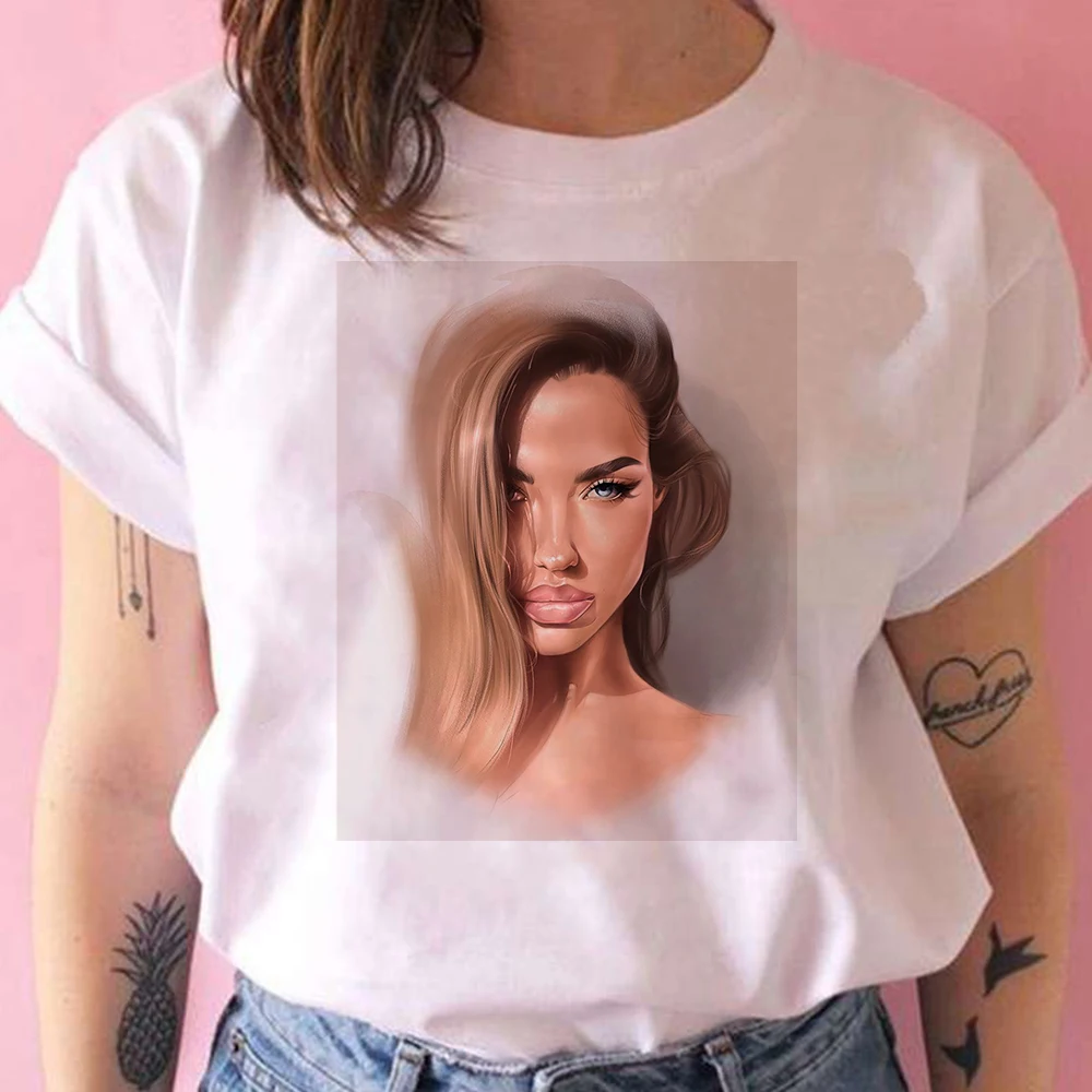 

2021 Women T-shirt Soft Girl Versatile Short Sleeve Hipster Blonde beauty Printed T-shirt Casual Modern Breathable Tshirt
