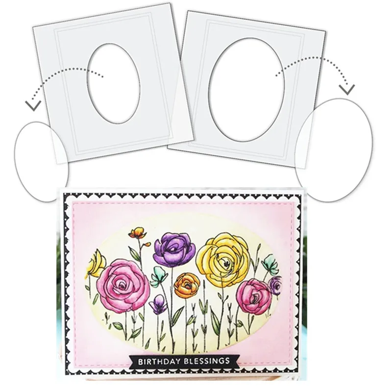 Овальный трафарет металлические штампы и для сделай сам Скрапбукинг/фотоальбом