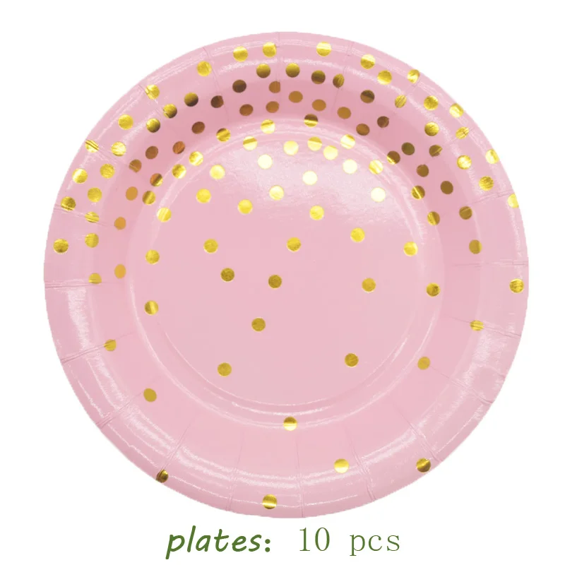 10pcs plates Черные бумажные золотистые тарелки украшения для дня рождения Детские бумажные соломинки Свадебные украшения подарок для невесты фольга одноразовая посуда - Цвет: 10pcs plates