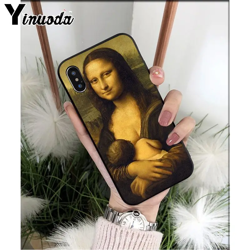 A2 Yinuoda Забавный чехол для телефона Mona Lisa Pet Cat TPU мягкий черный чехол для iphone 8 7 6 6S Plus 5 5S SE XR X XS MAX Coque Shell - Цвет: A2