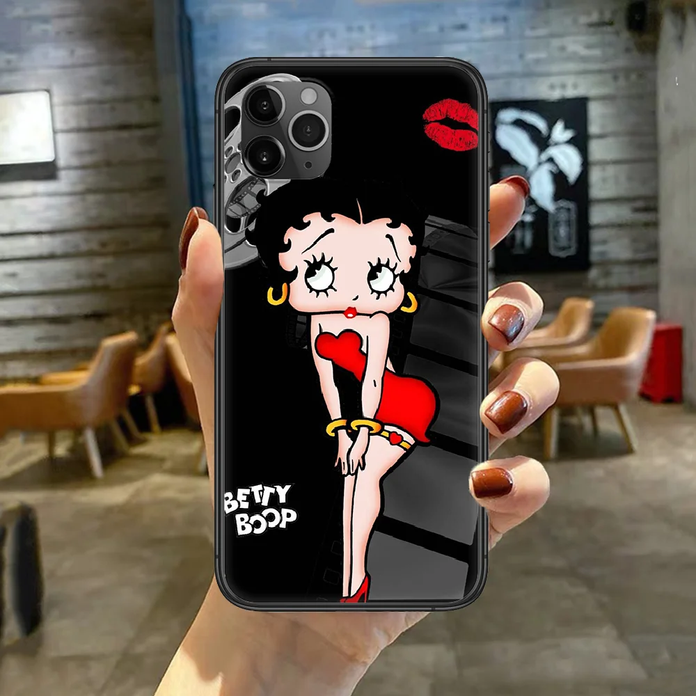 

American Brand Betty Boop Phone Case Cover For Iphone 5 5S 6 6S PLUS 7 8 11 12 Mini X XR XS PRO SE 2020 MAX black Etui Fashion