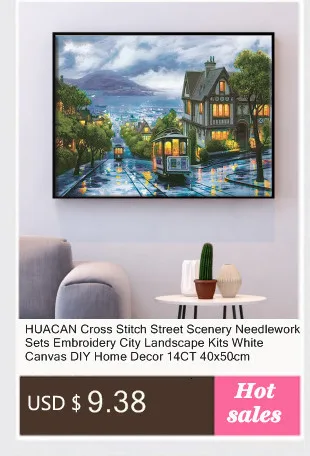 HUACAN Cross Stitch Needlework Sets For Full Embroidery Kits Tree And Bird Animals White Canvas 14CT DIY Home Decor 40x50cm
