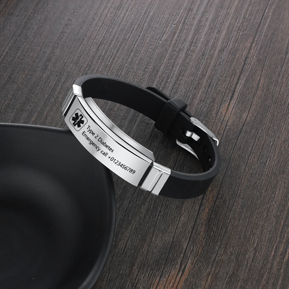 Индивидуальный силиконовый медицинский браслет с оповещением