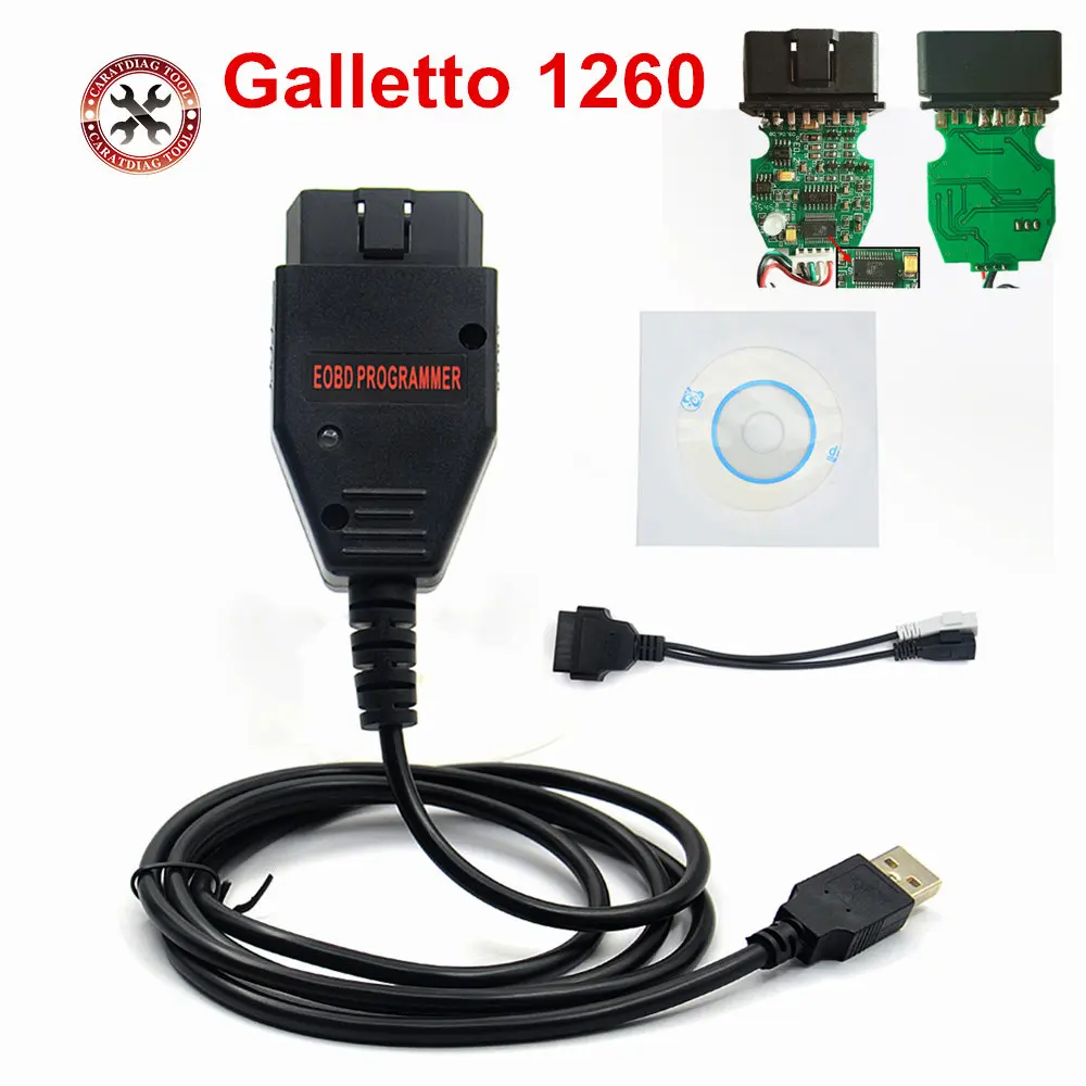 Программатор EOBD2 Galletto 1260 OBD/OBDII ECU Flasher OBDII совместимый с зеленой печатной платой FTDI