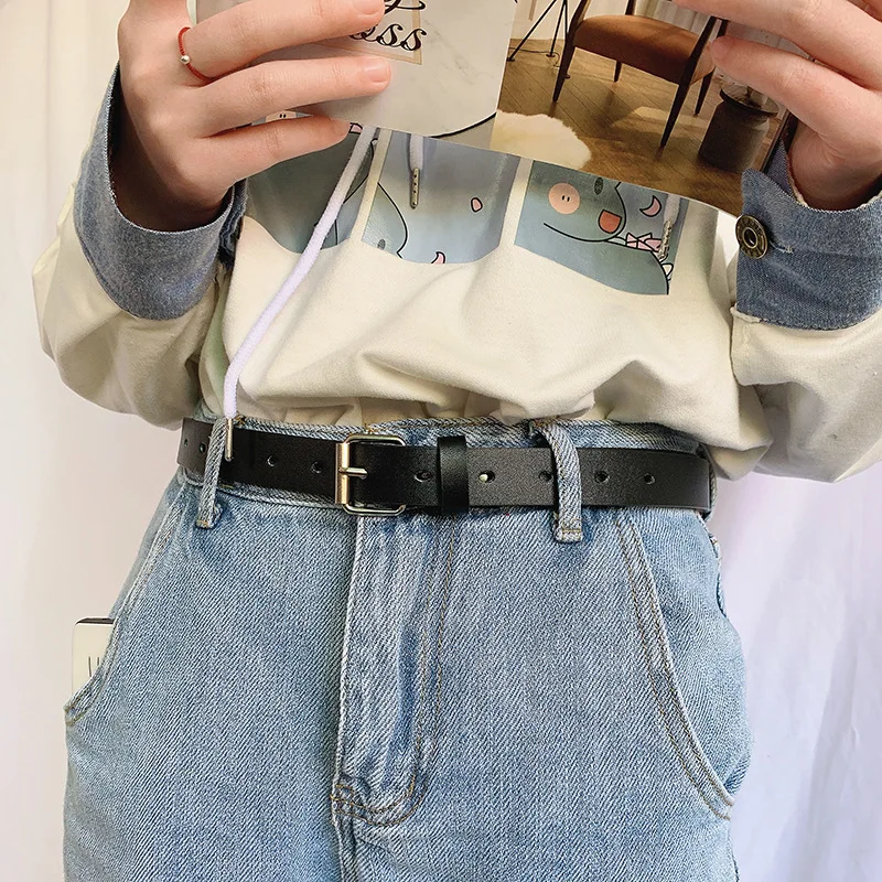 

Ремень из искусственной кожи Женский, черный классический пояс с квадратной пряжкой в стиле ретро, с язычком для платья, в готическом стиле, стиле панк, 2021