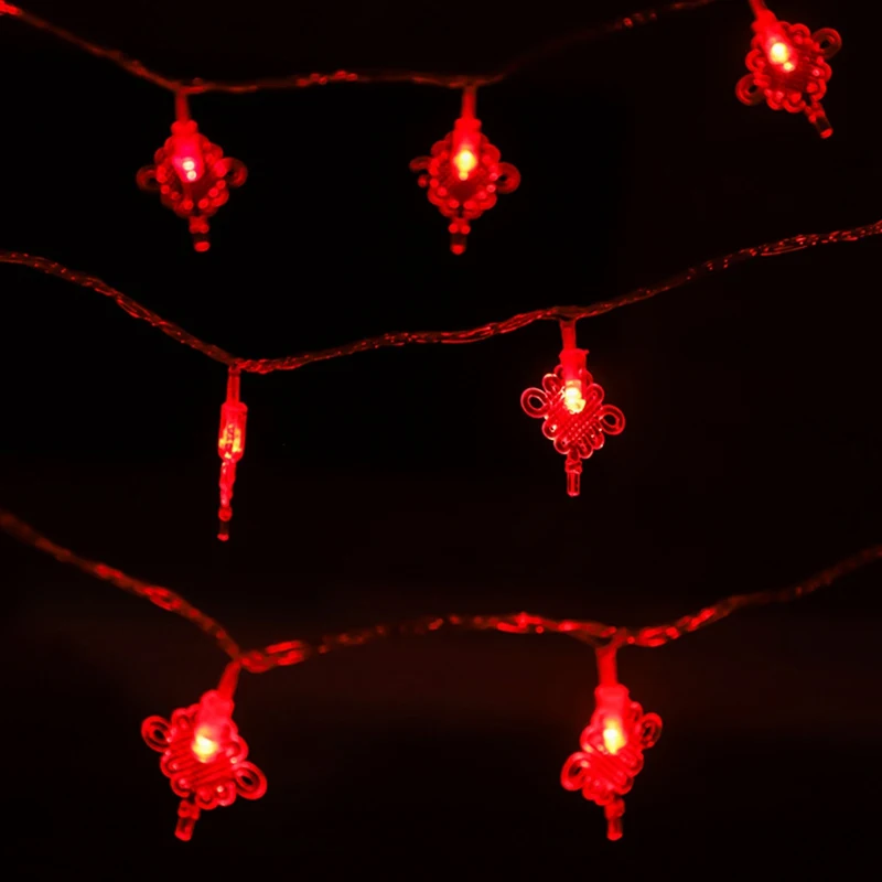 Традиционный китайский узел Красный Фонари светодиодный строка светильник