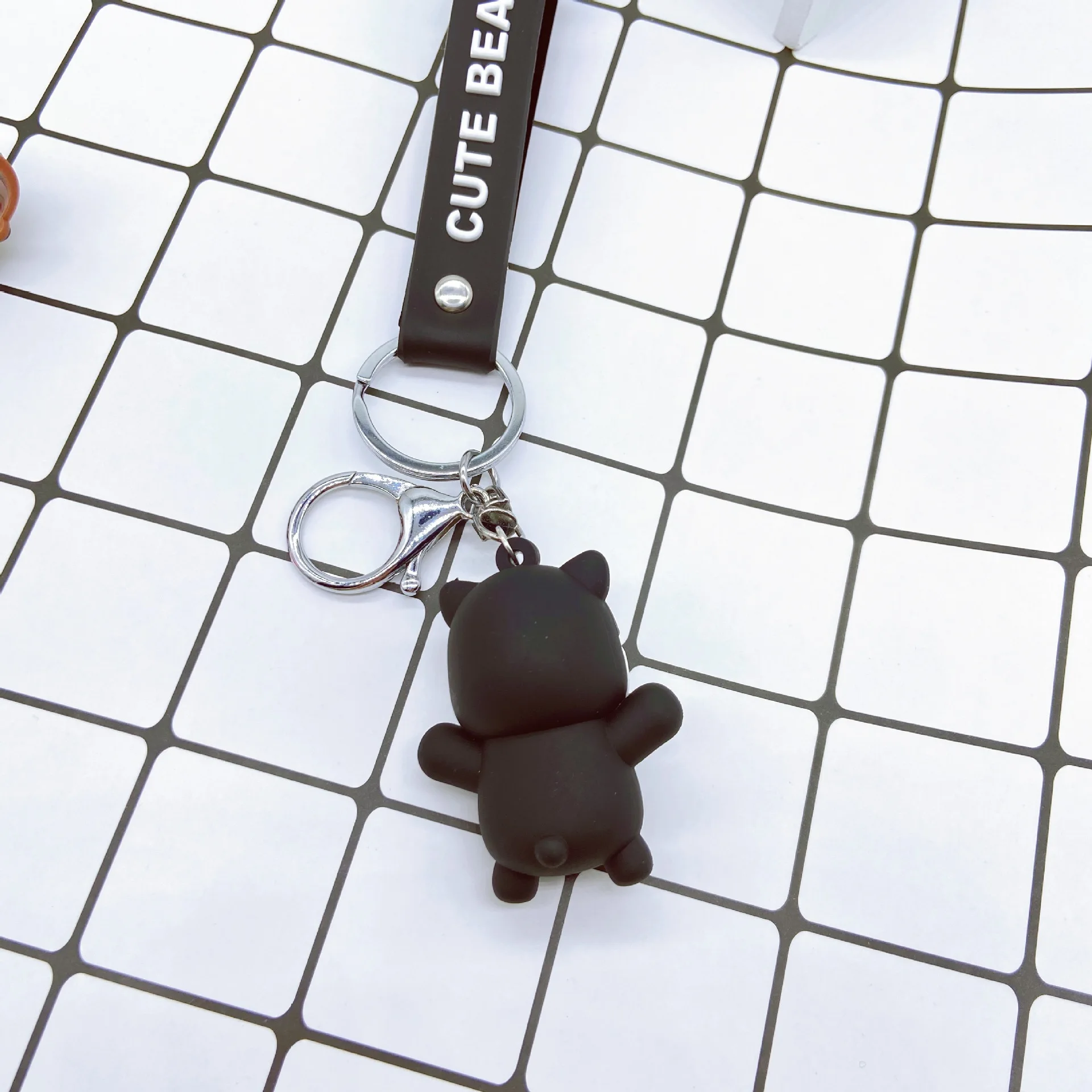 

Car buckle Cartoon penguin Bare Bears Cute Three Animal Bears Doll Keychain Women Car Bag Pendant Belt Trinkets Key Chains 2020