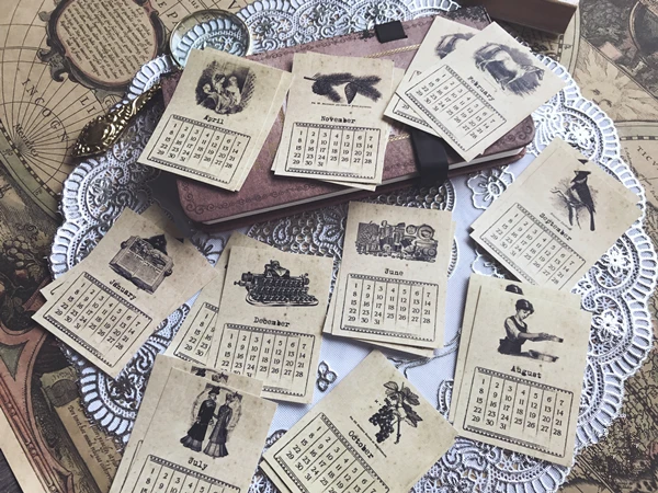 24 шт./компл. винтажные наклейки с календарем сделай сам скрапбукинг альбом