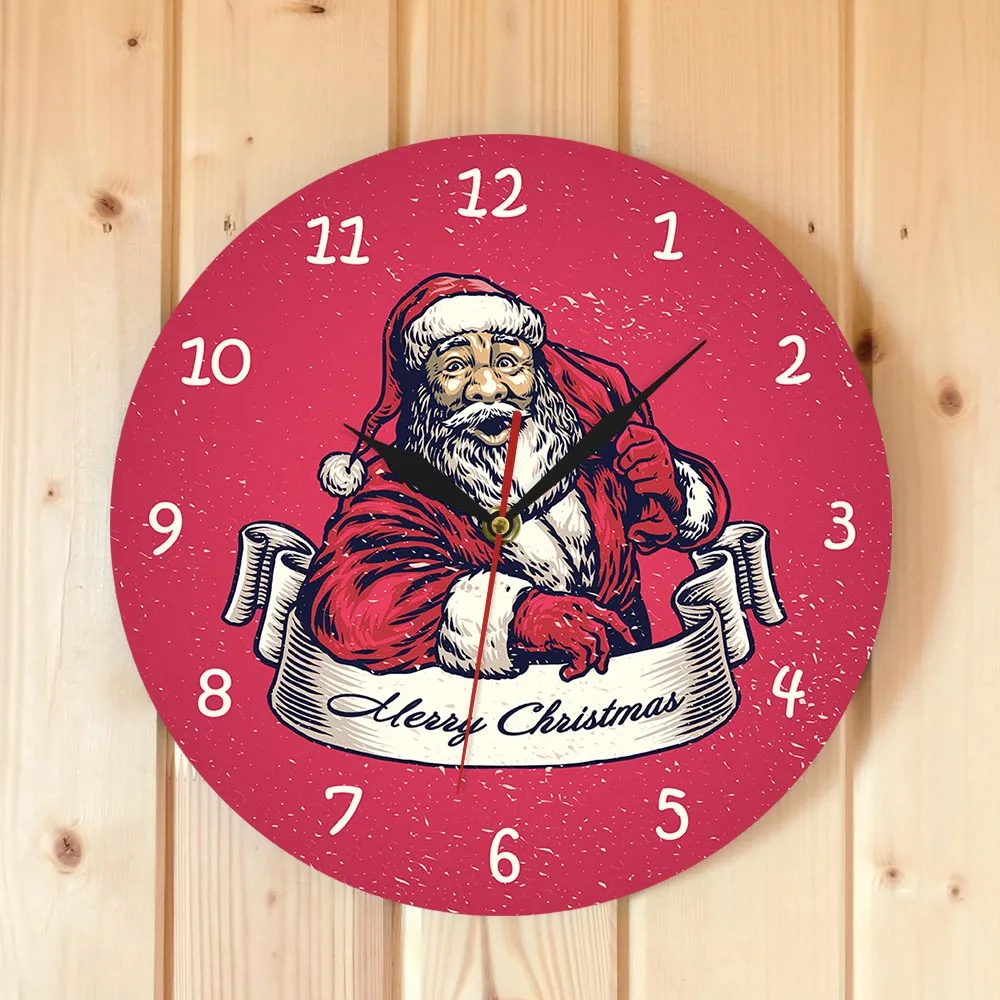 Рождественские праздничные настенные часы старая мода Санта Клаус красный