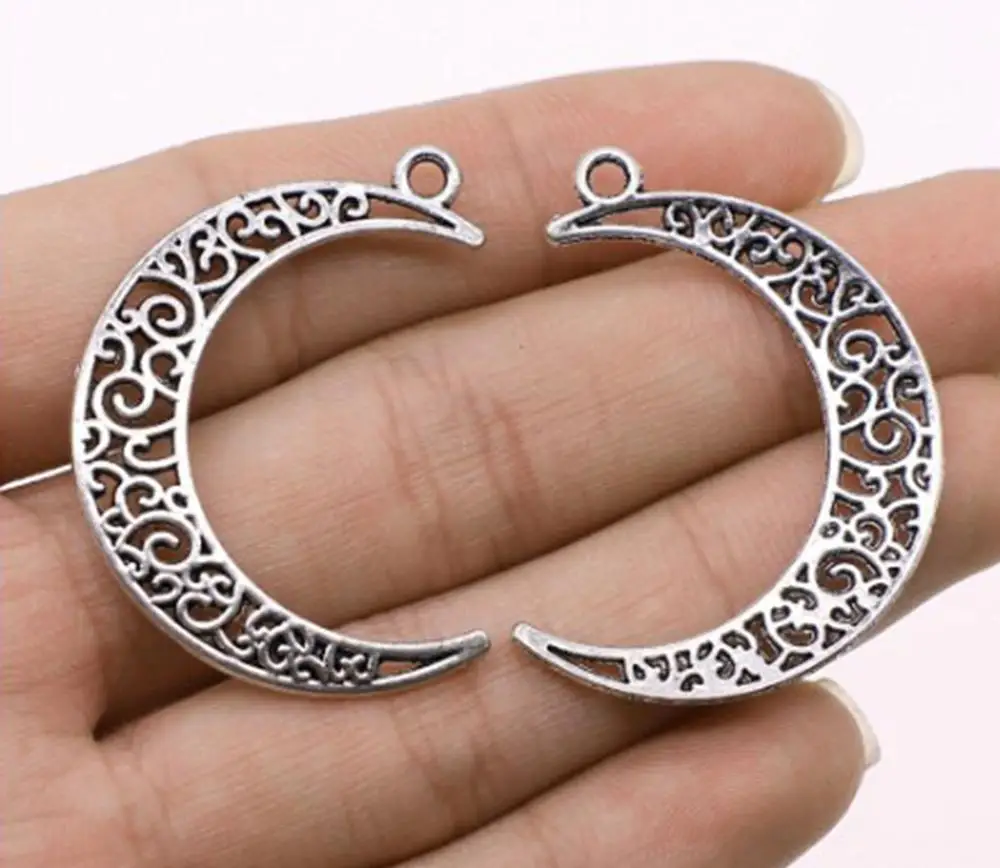 

15pcs/lot--40x8mm,moon cham, Antique silver plated hollow moon charms,DIY supplies, Jewelry accessories