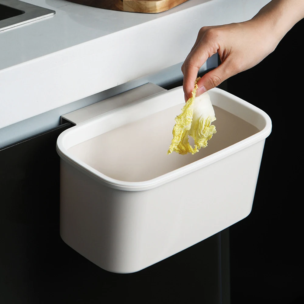 

Protable Kitchen Cabinet Door Hanging Small Number Trash Can Household Desktop Plastic Storage Box Wall Hanging Dust Basket