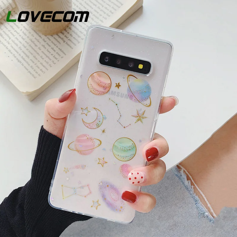 Блестящий Прозрачный чехол со звездами и планетами для Samsung Galaxy A52 A72 A32 5G S22 S21 S20 FE