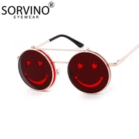 sorvino retro flip up round steampunk sunglasses 2020 brand men women designer small circle sun glasses red yellow shades sp64