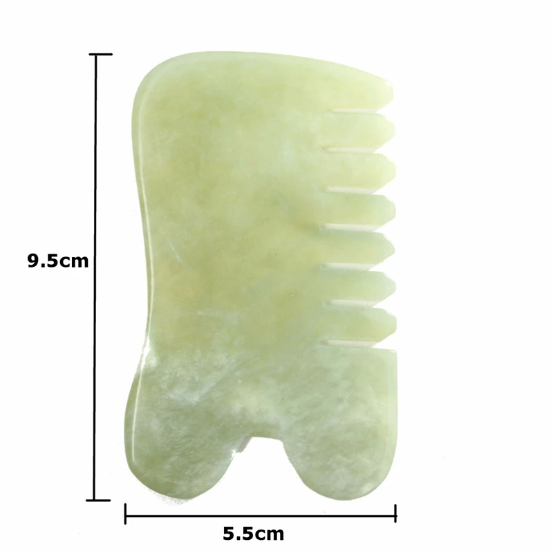 2 In 1 Natural Jade Stone Gua Sha Board Comb Shape Massage Hand Massager Acupuncture Acupressure Relaxation Health Care | Красота и