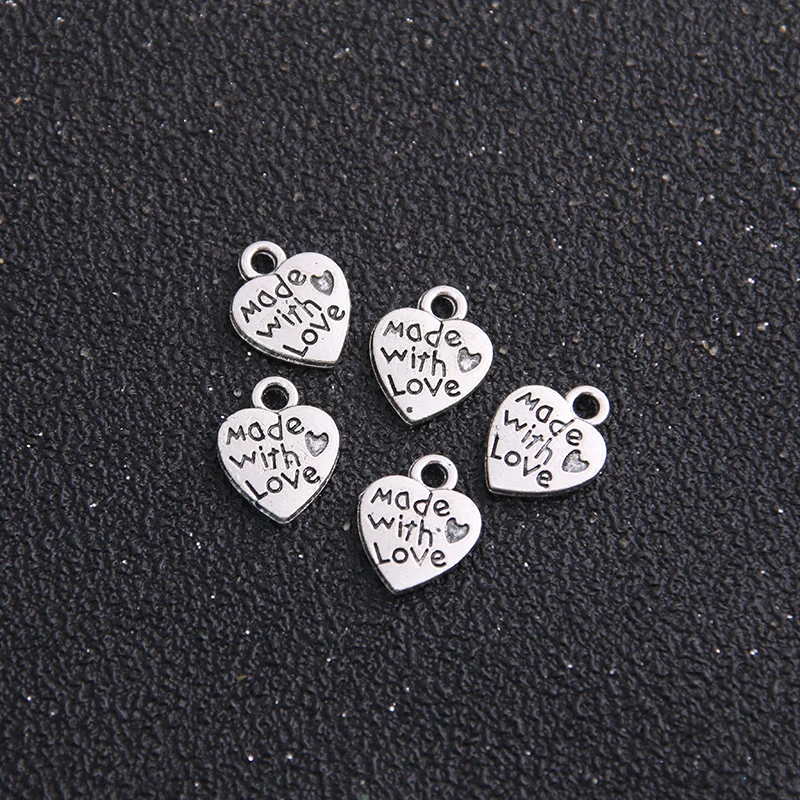 Винтажные подвески в форме сердца из металлического сплава 20 шт./лот 10*12 мм