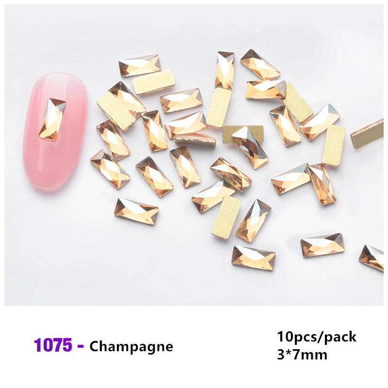 1075 champagne Lamemoria 10 шт. разноцветные прямоугольные драгоценные камни стразы для украшения ногтей блестки DIY 3*7 мм ювелирные изделия камень аксессуары для ногтей - Цвет: 1075 champagne