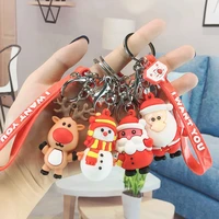 cute silicone keychain charm father christmas pendant for girls festive gifts car keyring mobile phone fine jewelry accessories