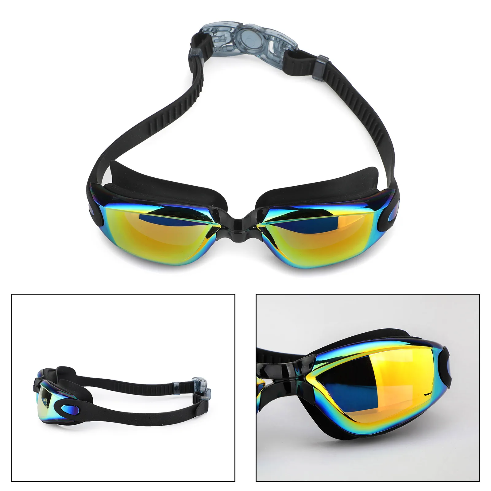

Artudatech Black Swim Adult Silicone Training Goggles Mask Clear Anti-Fog Men Swimming Glasses