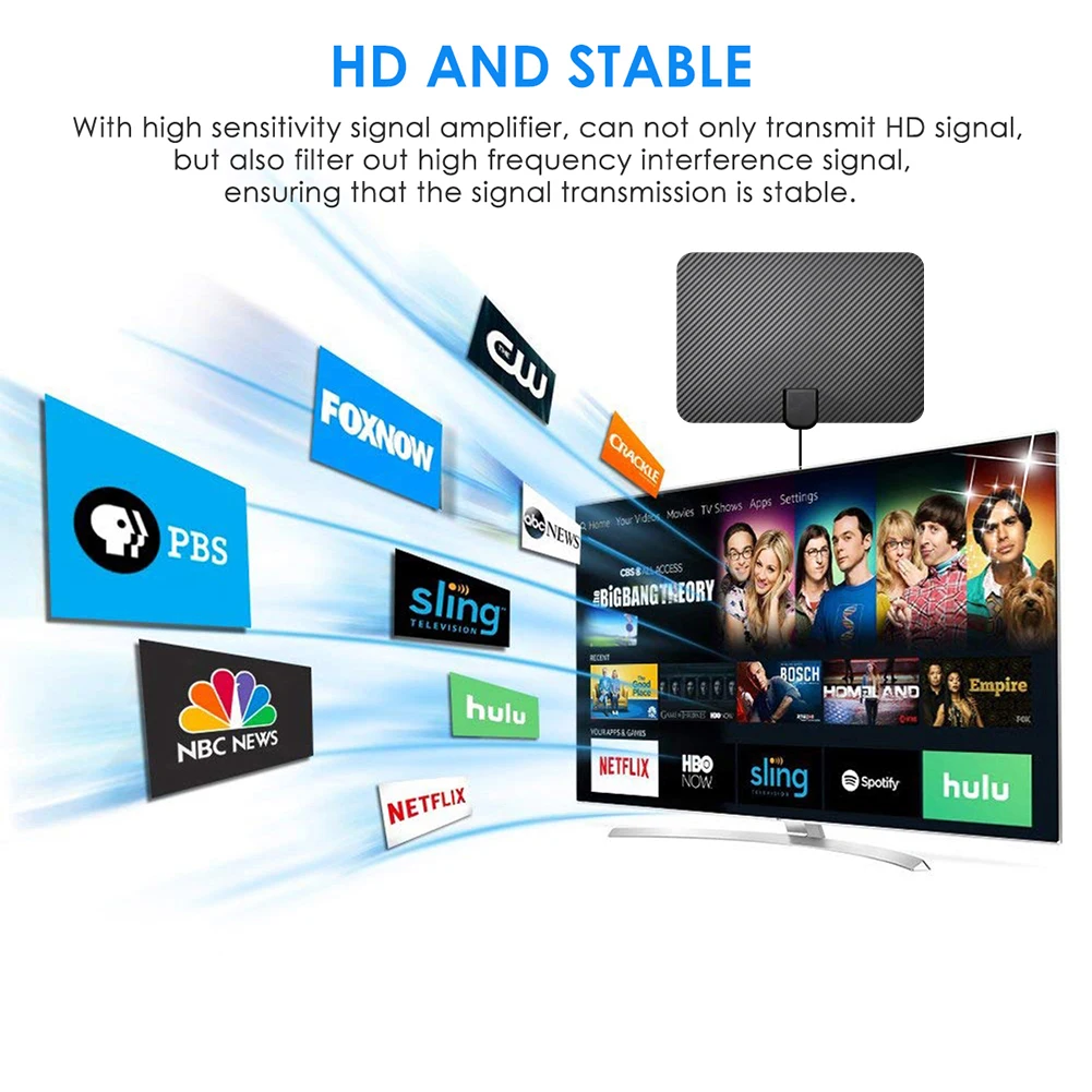 

4K Digital Antenna TV Indoor HD TV Antennas With Aerial Amplifier Signal Booster 1280Miles HDTV Antenna Television Antena