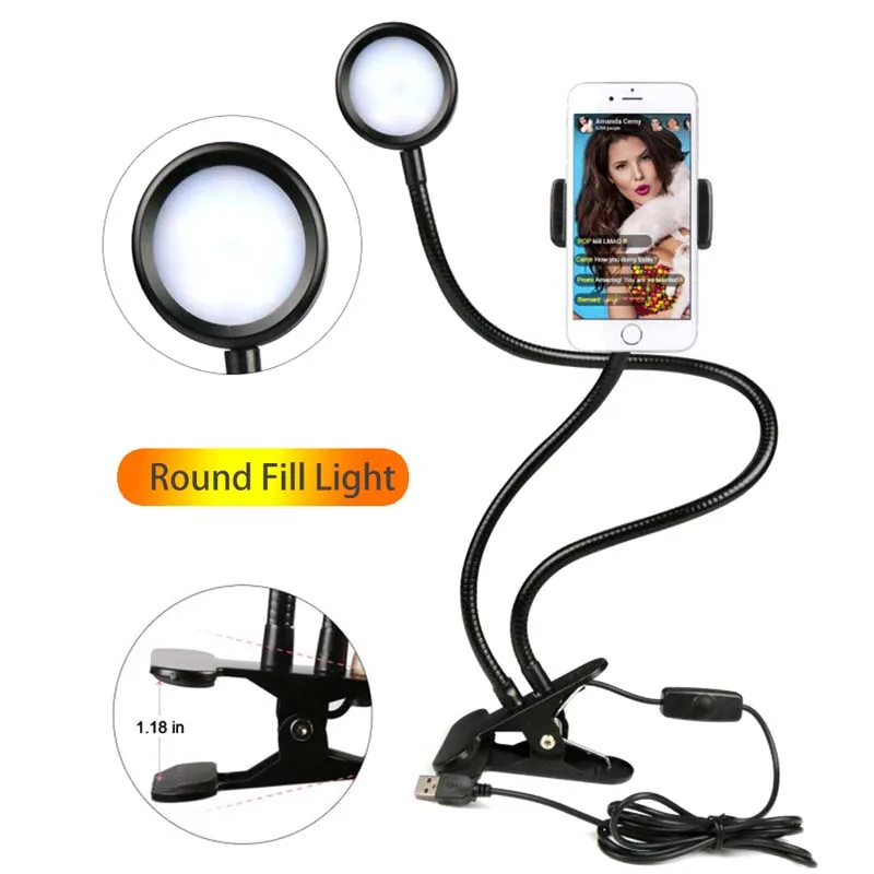 

Pixco RL-05X Clip-on Round Light Reading Lights USB Book Clamp Light with 3 color 9 Brightness, Eye Protection Kids Desk Lamp