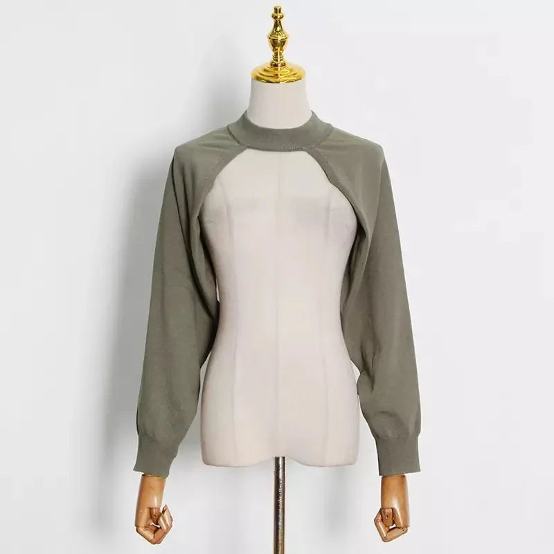 Повседневный шикарный женский комплект из двух предметов Вязаный топ на тонких