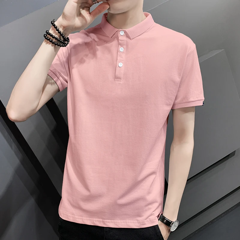 

Summer New Men's Fashion Polo Shirt Casual Short Sleeve Pure Color Polo Shirt 95% Cotton High Quality Men's Top Temperament