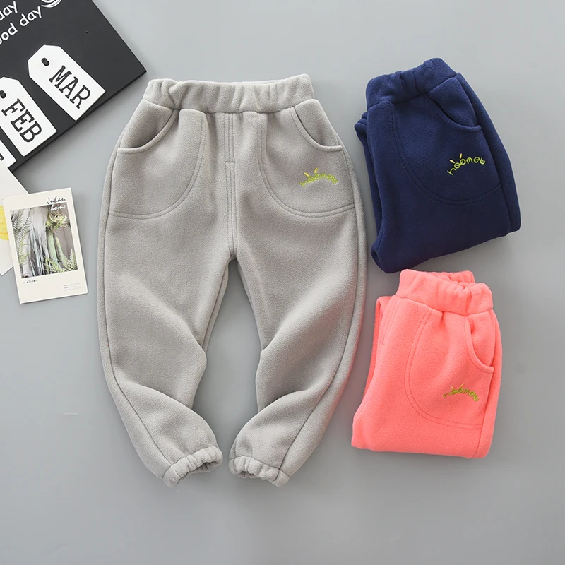 Зимние штаны для девочек однотонные плотные мягкие теплые флисовые длинные