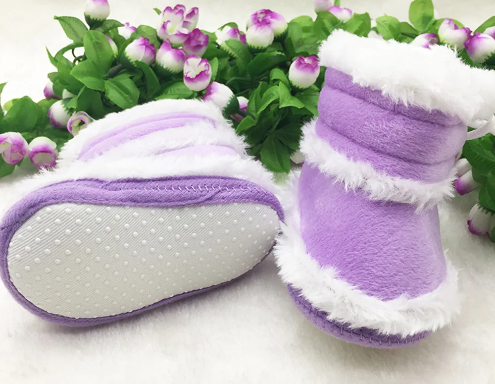 2020 Детские ботиночки для новорожденных девочек зимние теплые первых шагов обувь