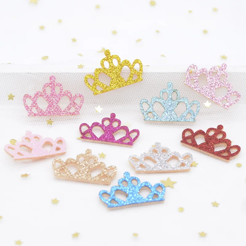 40Pcs/lot Glitter Felt Padded Applique Crown Fabric Patches for Craft Clothes Wedding DIY Clips Bow Scrapbooking Accessories H68 | Дом и сад