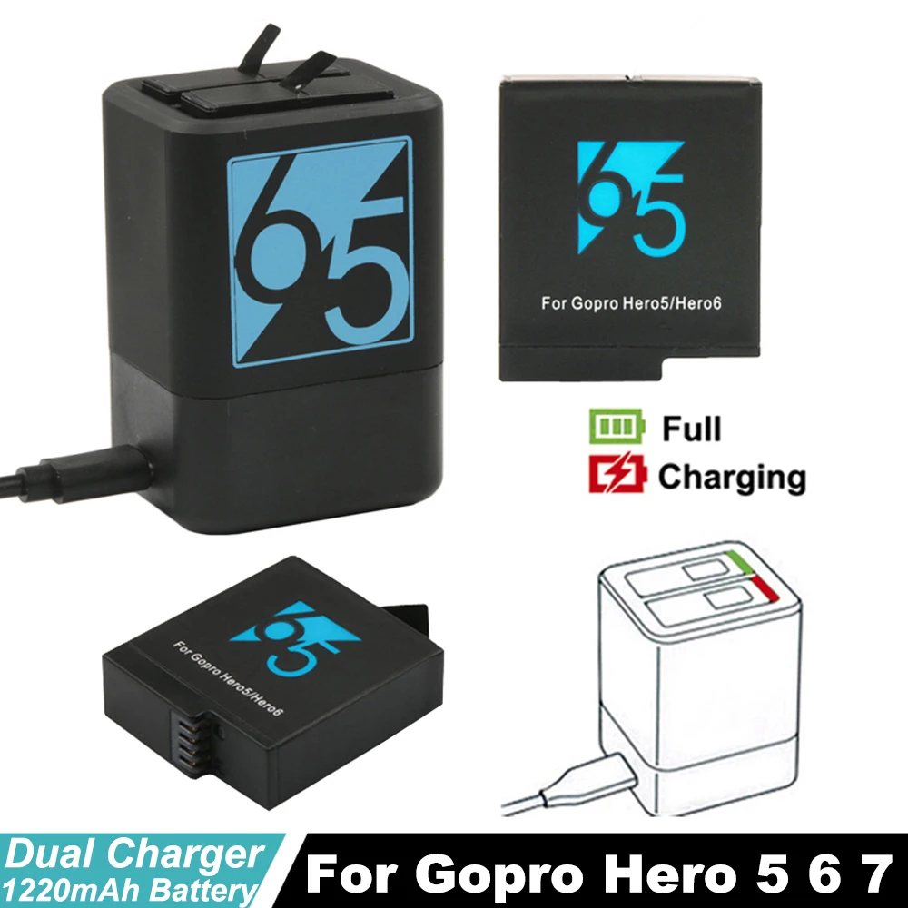 Аккумулятор и аккумулятор для Go Pro Hero 5 2 шт. зарядное устройство с двойным