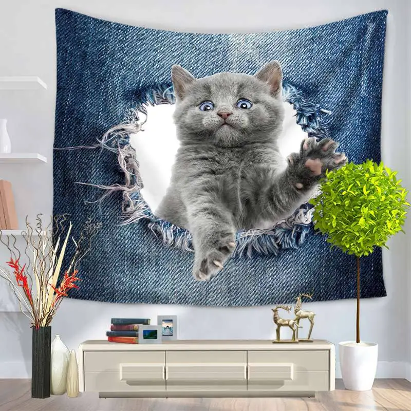 3D креативный ковбойский настенный Рисунок серии крутых кошек гобелен из