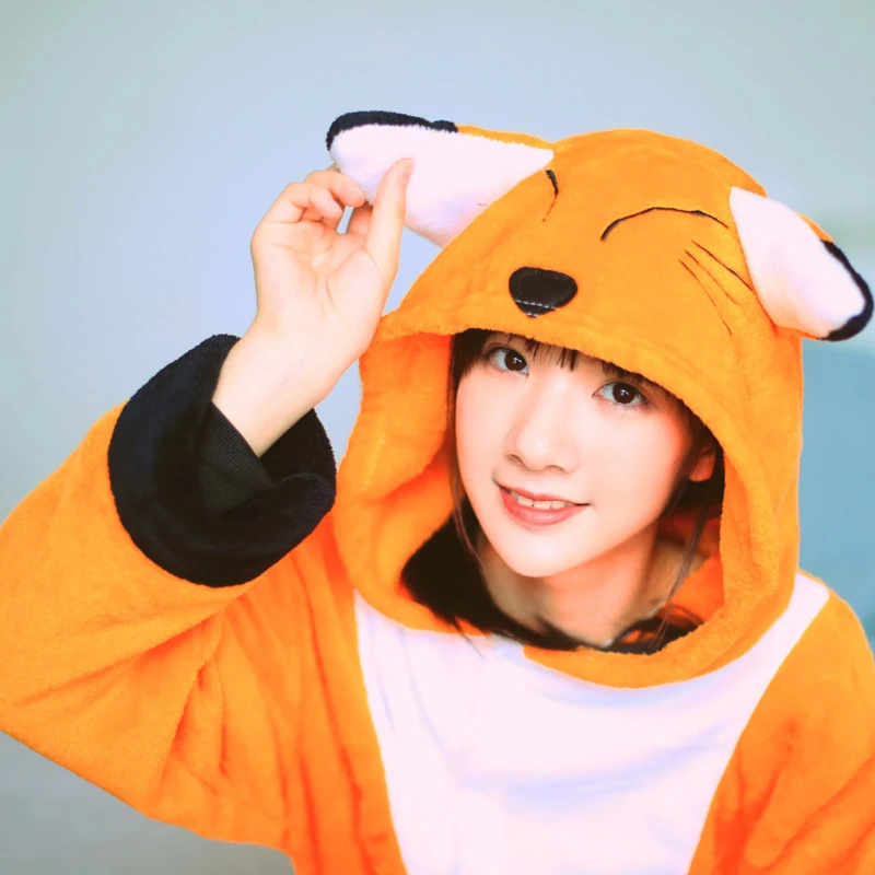 Фокс Onesies для взрослых животных цельнокроеные пижамы женские мужские кигуруми