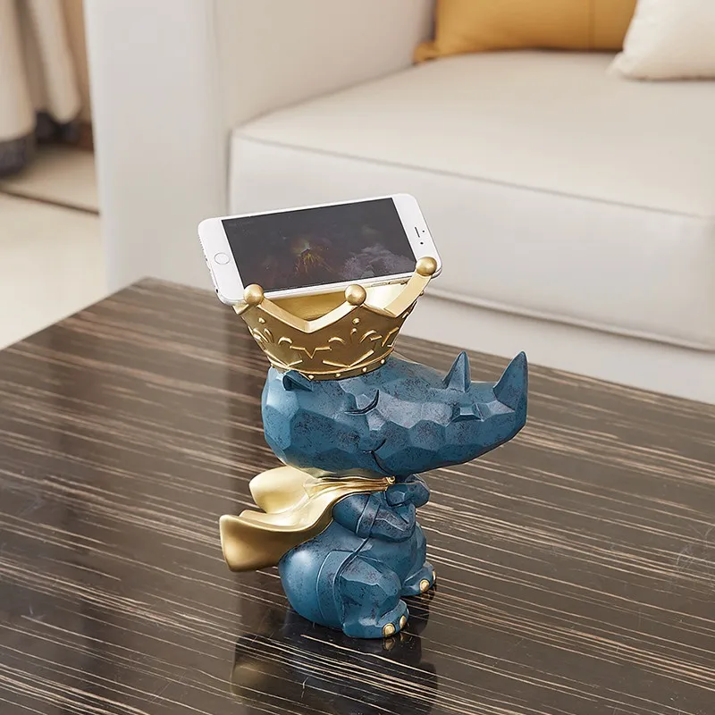 Creative Geometry Rhinoceros Snacks Holder Phone TV Remote Control Key Holder Home Decoration Storage Box Best Gift R2451