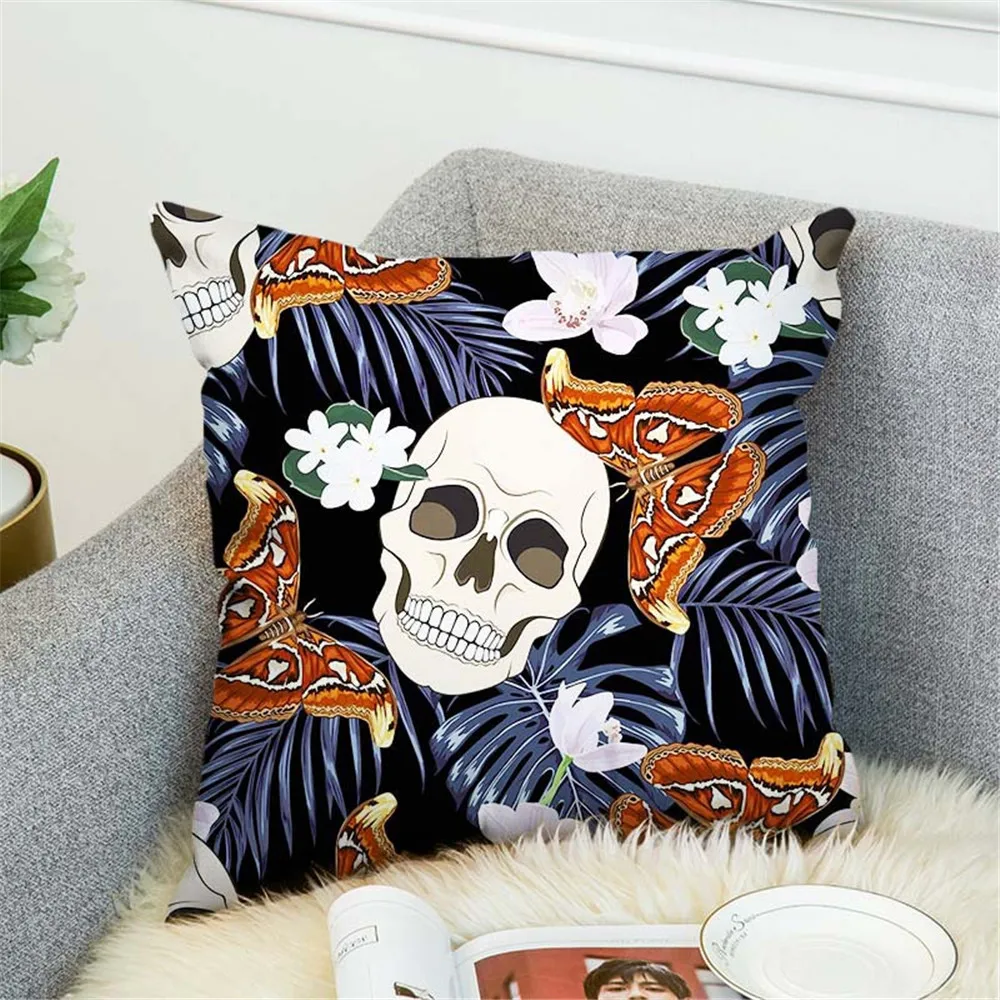 Сахарная кожа чехол в виде кофейного домика панк Череп искусство льняная смесь