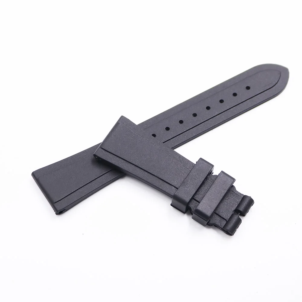Rolamy 22mm Luxury Black Soft And Comfortable Waterproof Silicone Rubber Replacement Wrist Watch Band without Clasp For Tudor