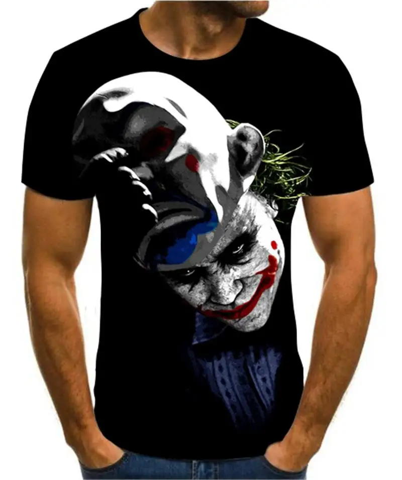 

Summer New Large Size Movie Character Theme Top Fashion Cool Men's 0 Collar T-shirt Male 3D Printing T-shirt