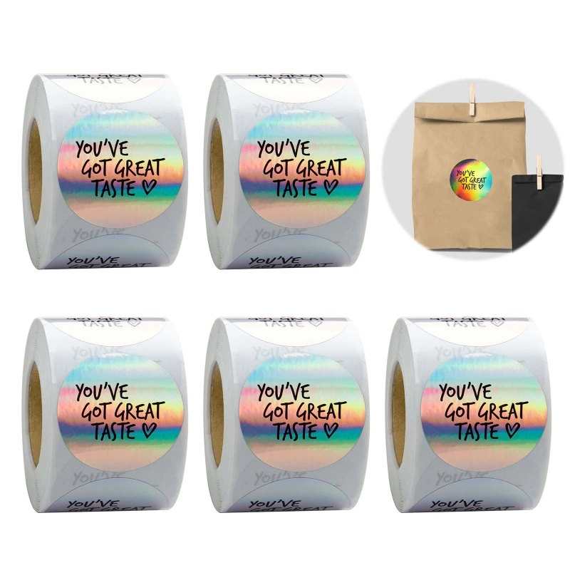 

5Rolls Thank You Stickers Seal Adhesive Label for Wedding Gift Baking Business