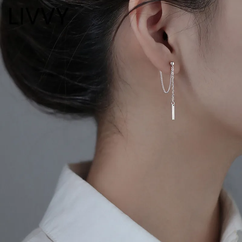 

Ливи серебро Цвет со стильным дизайном длинная цепь кисточкой серьги для женщин пара элегантное Очаровательное праздничное платье ювелирн...