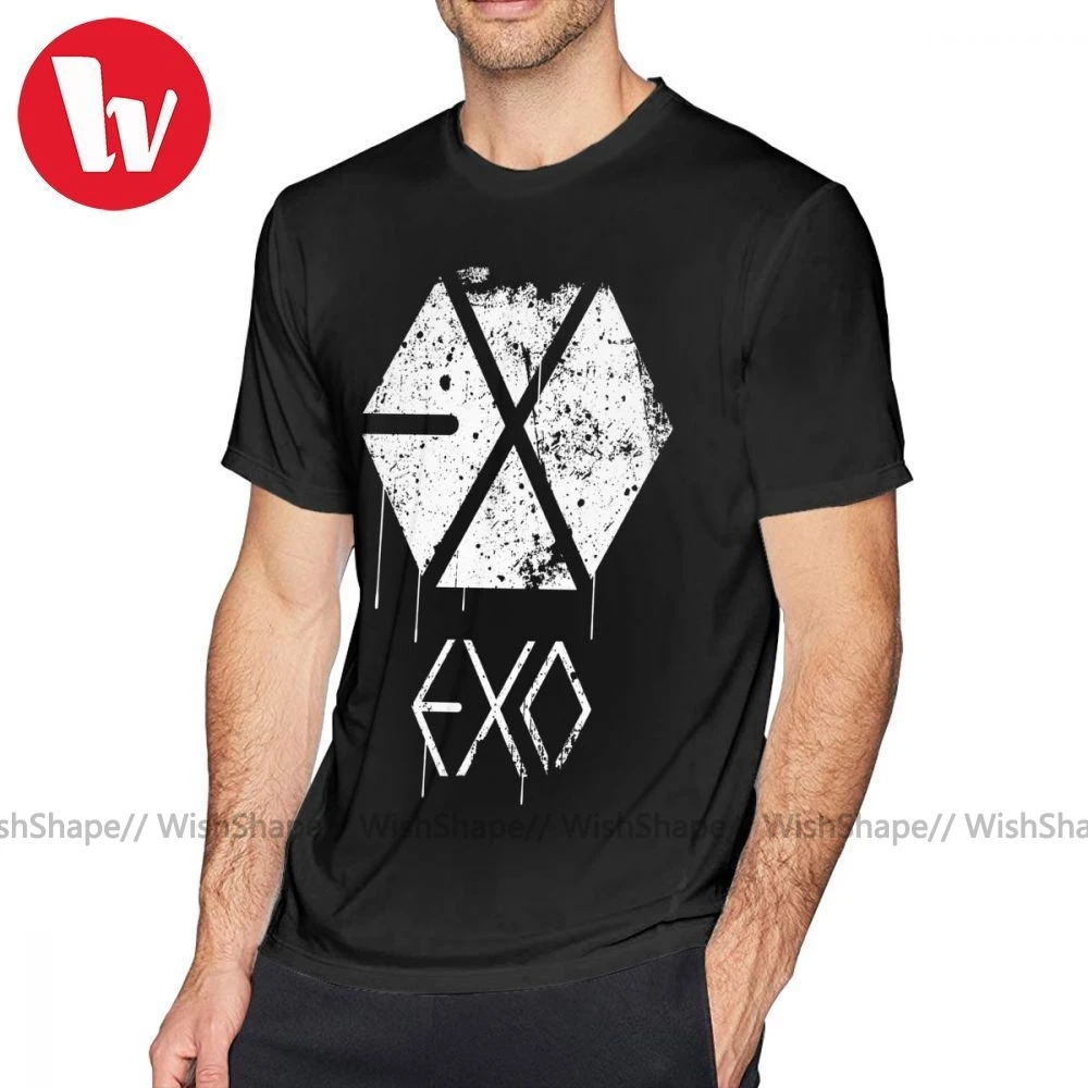 Exo футболка EXO GRUNGE SPRAYPAINT Футболка мужская Пляжная с принтом ХХХ хлопковая