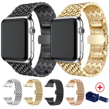 For Apple Watch Band 42/44mm Black Gold Stainless Steel Bracelet Buckle Strap Clip Adapter for Apple Watch For iWatch Band 38/40