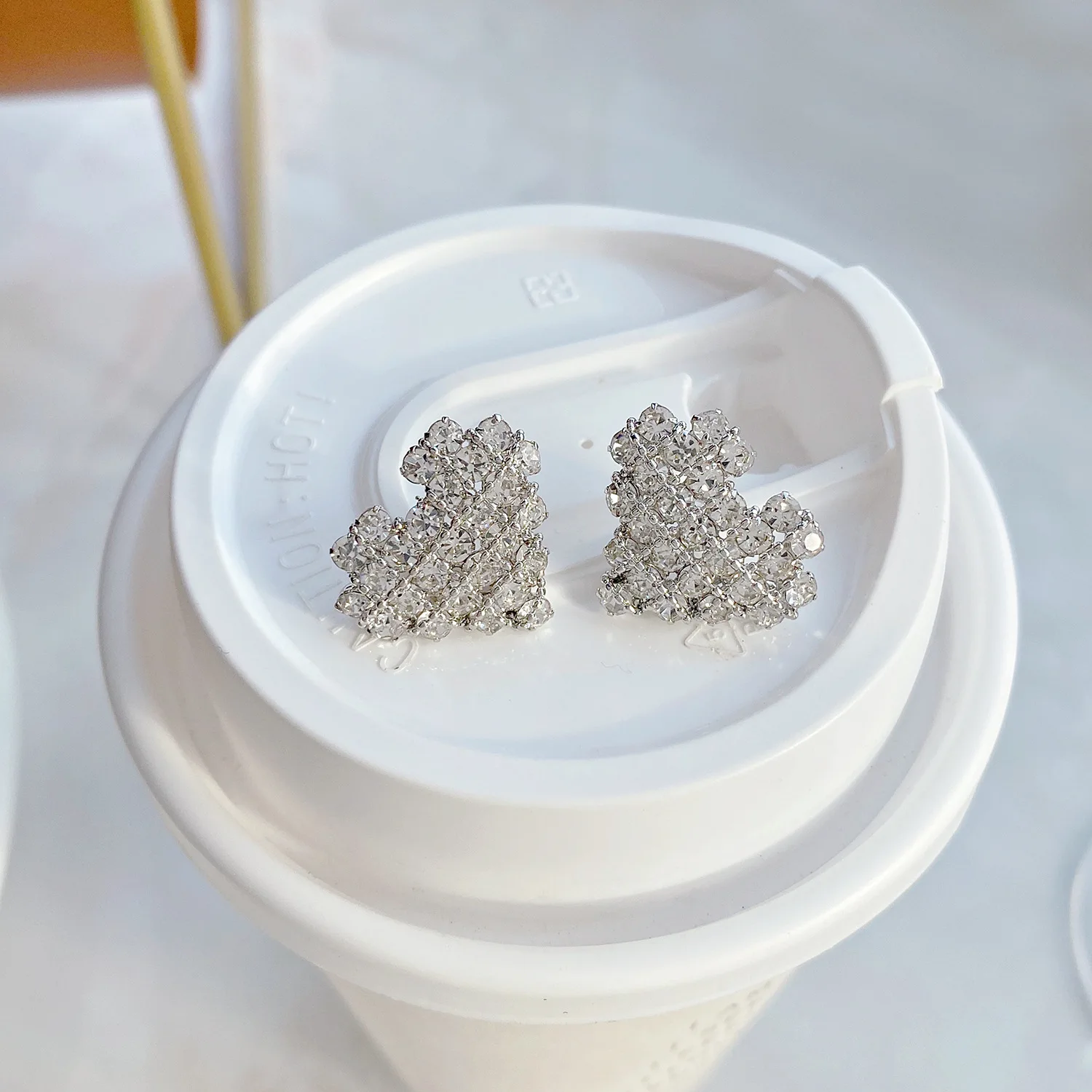 

2021 New Arrival 14K Gold Plated Heart Stud Earrings For Women Luxury Jewelry Zircon Earrings