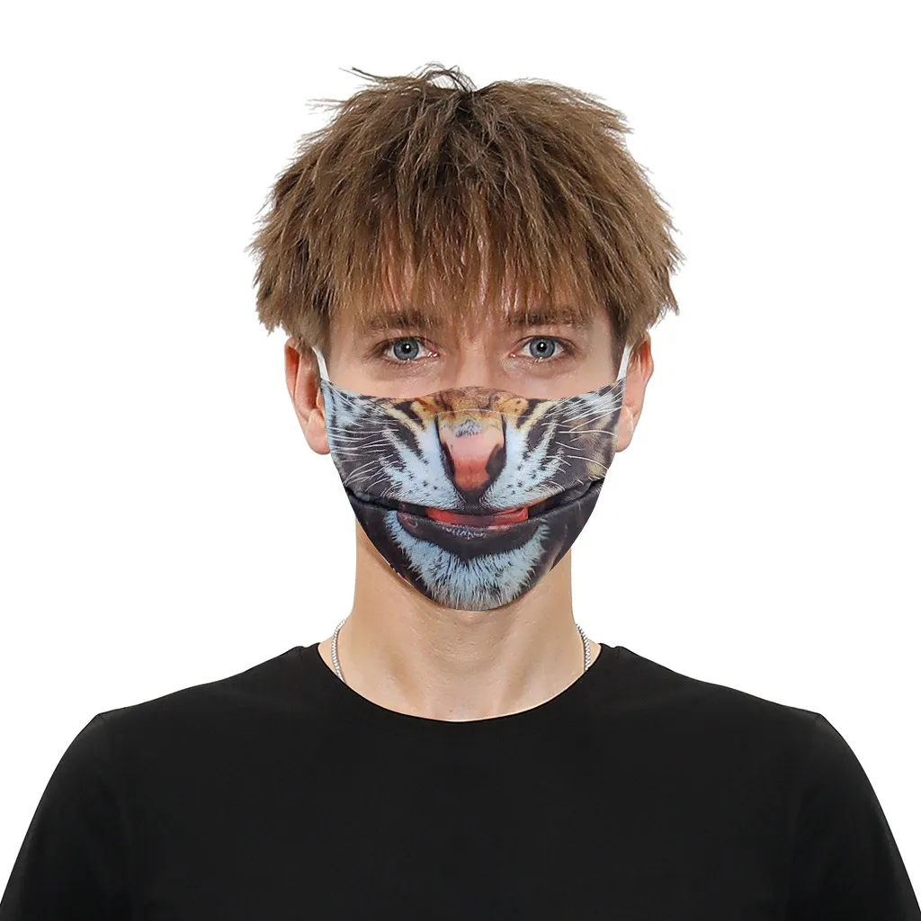 

Adults Creative Funny Frightening 3D Printing Face Mask Outdoor Windproof Dustproof Protect Safety Mouth Mask Cover Mascherina C