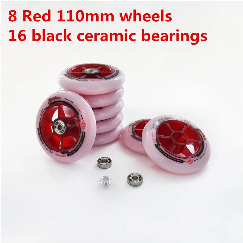 8 Red 110mm Bearing Профессиональные колеса для катания на коньках, роликовые коньки, колеса для MPC XXFirm 87A 65A, двухъядерный трек, гоночная покрышка для дорожного катка 100 мм 110 мм - Цвет: 8 Red 110mm Bearing