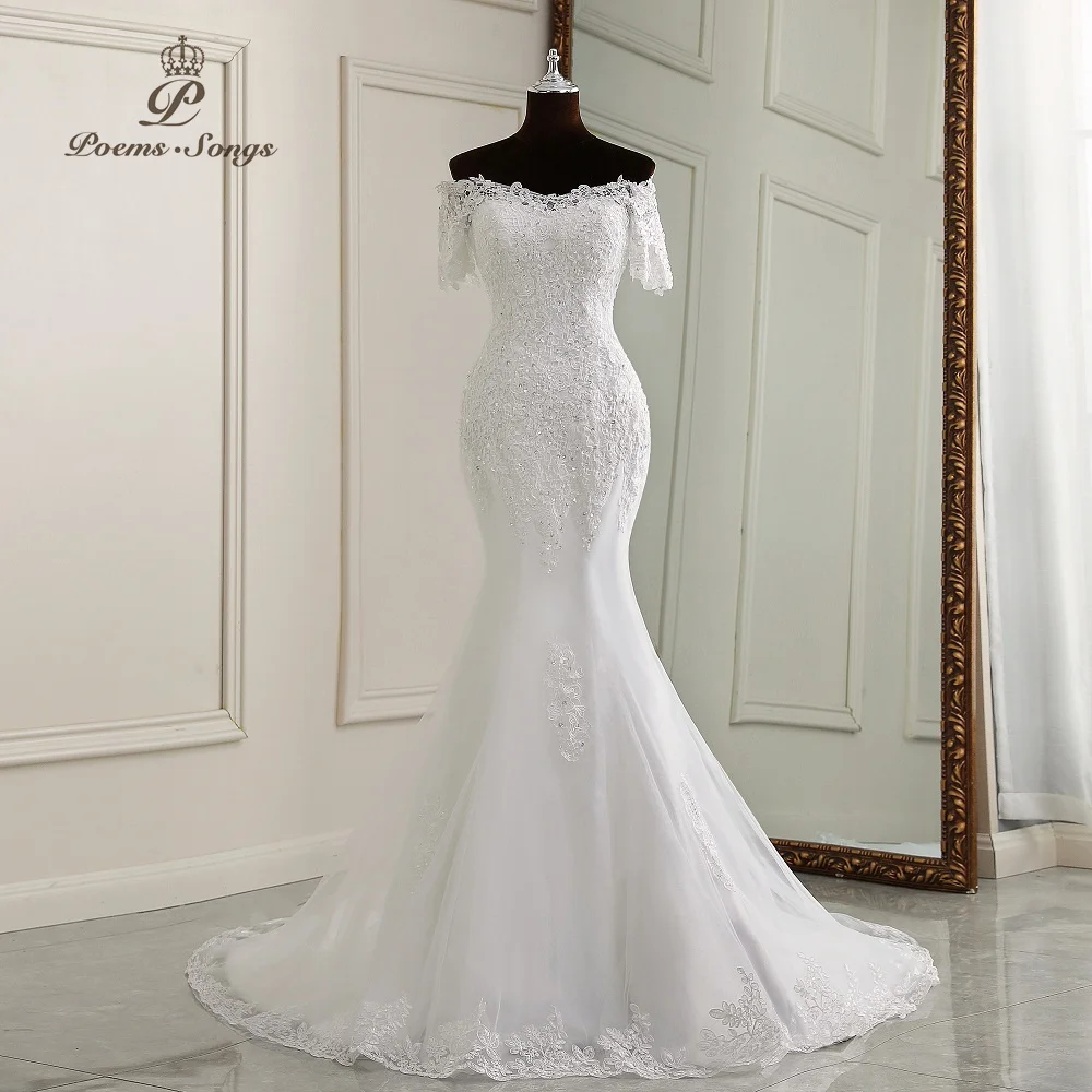 

Женское свадебное платье с юбкой-годе, элегантное платье с вырезом лодочкой и коротким рукавом, свадебное платье невесты, платья для невесты