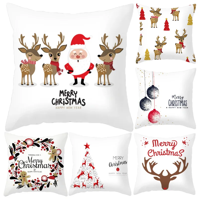 

Мягкий плюшевый чехол для подушки, декоративные рождественские наволочки для подушек, снежный Санта-Клаус, эльф, Рождественский домашний д...