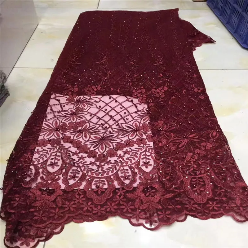 Африканская кружевная ткань высокого качества серый французский Тюль бусины