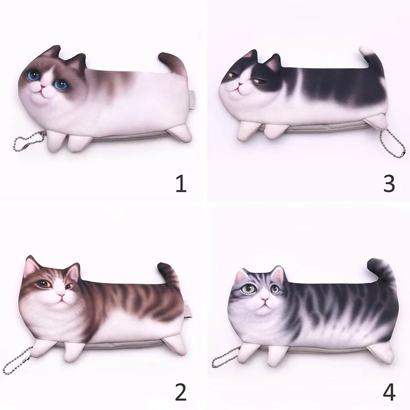 Новинка 1 шт. чехол Забавный карандаш с котом Полиэстеровые Пеналы вместительные