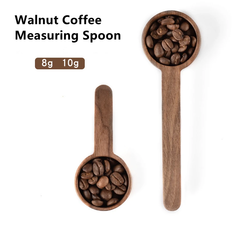 

1Pcs Natural Walnut Hickory Coffee Beans Measuring Spoon 8G/10G Home Kitchen Long Handled Measuring Spoon Kitchen Gadgets