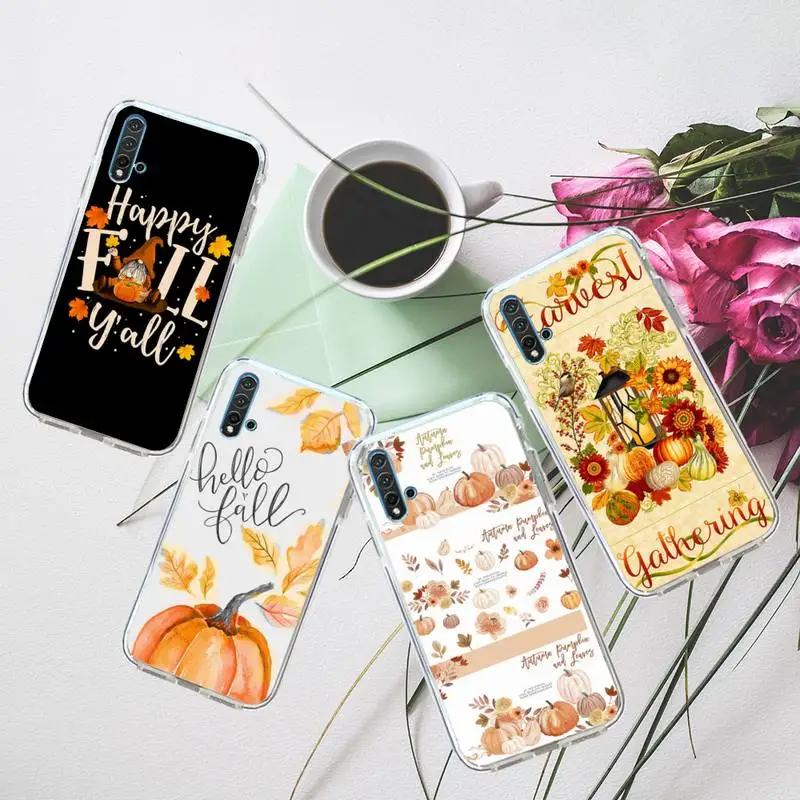 

Pumpkin happy autumn leaves Phone Case Transparent for Huawei honor P mate 40 20 30 10 50 i 9 x mate pro lite 8a